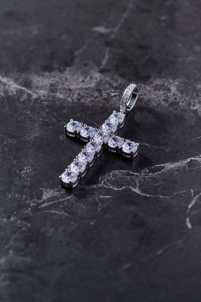 ZIRC CROSS PENDANT - SILVER